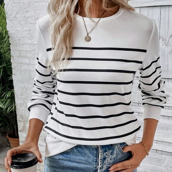 Striped Print Long Sleeve Sweatshirt